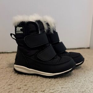 Sorel Black Boots with White Faux Fur